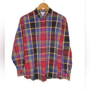 Talbots Vintage Womens Multicolor Plaid Shirt